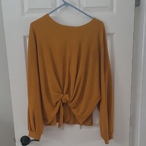 Women's Mustard Knotted Front Top